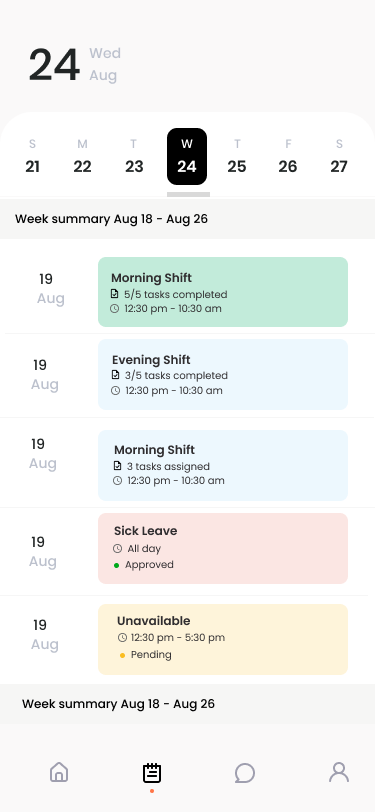 Employee scheduling on mobile